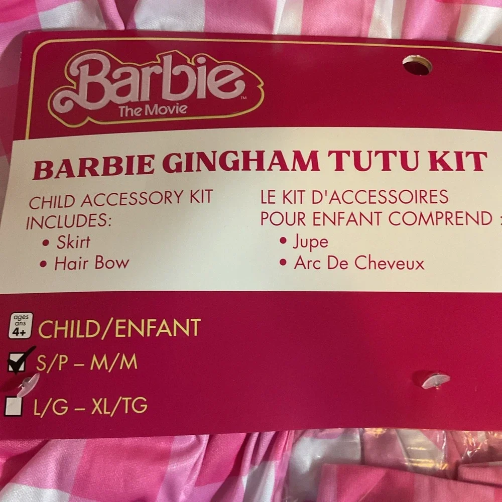 NEW Barbie Movie Gingham Tutu Kit Halloween‎ Costume Girls S/M Skirt Bandana